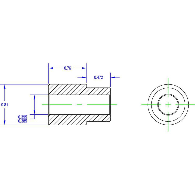 Brewer Machine & Gear Co. BB0003 Idler Shaft Shoulder Adapters; Maximum Bore Diameter: .395in ; Overall Width: 1 ; Shoulder Diameter: .81in ; Insert Material: Steel