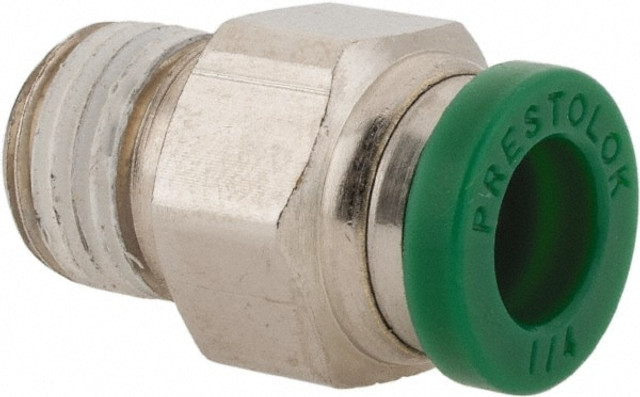 Parker W68PLP-4-2 Push-To-Connect Tube to Male & Tube to Male NPT Tube Fitting: Male Connector, 1/8" Thread, 1/4" OD