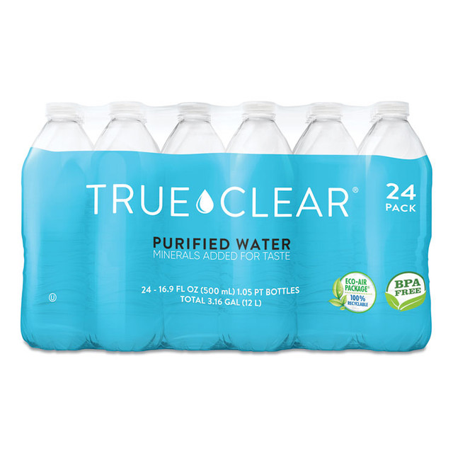 TRUE CLEAR TRC05L24PLT Purified Bottled Water, 16.9 oz Bottle, 24 Bottles/Carton, 84 Cartons/Pallet