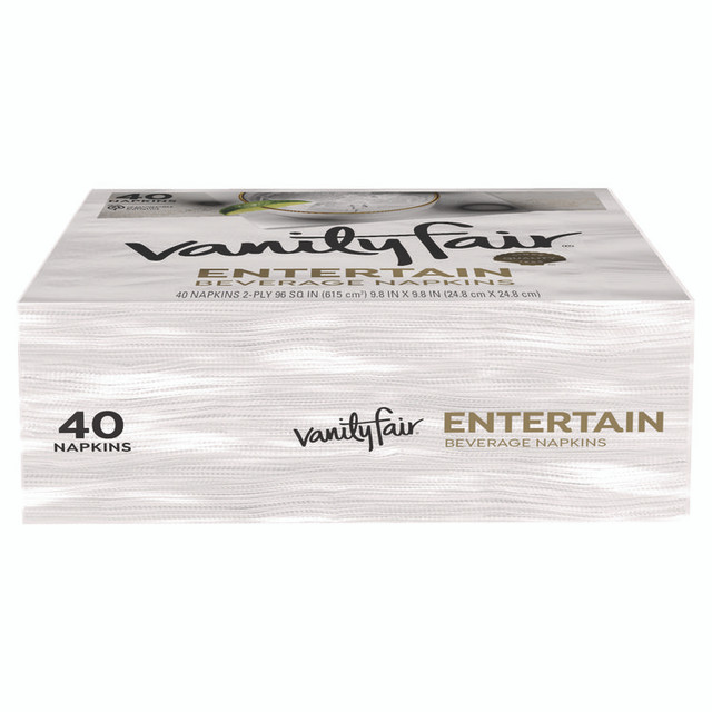 GEORGIA PACIFIC Vanity Fair® 35134 Entertain Beverage Napkins, 2-Ply, 9.8 x 9.8, White, 40/Pack, 12 Packs/Carton
