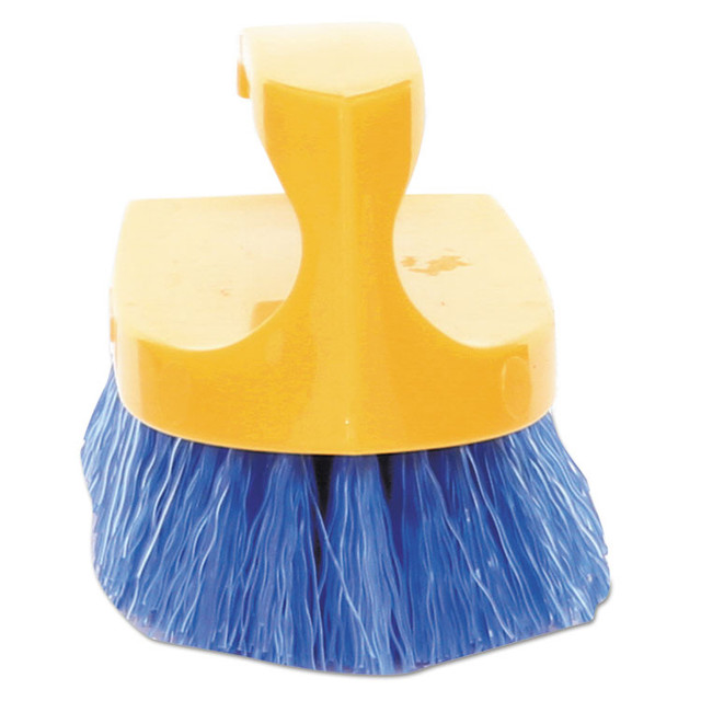 RUBBERMAID COMMERCIAL PROD. 6482 COB Iron-Shaped Handle Scrub Brush, Blue Polypropylene Bristles, 6" Brush, 6" Yellow Plastic Handle