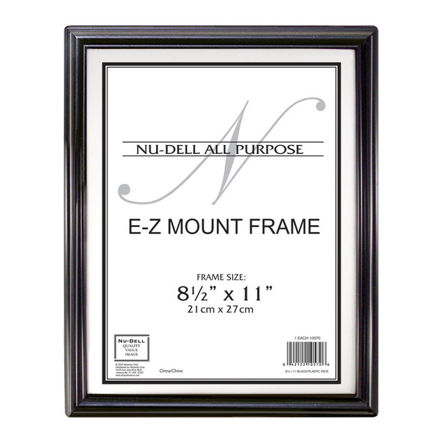ADVANTUS NuDell EZ Mount Document Frame, Black Plastic, 8.5x11 in