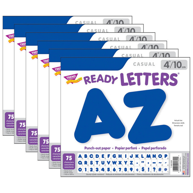 TREND ENTERPRISES INC. TREND Royal Blue 4" Casual Uppercase Ready Letters®, 6 Packs