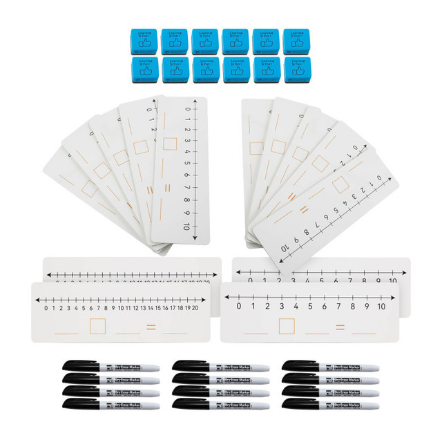 ADVANTUS Charles Leonard Class Pack Dry Erase Double-Sided Number Lines with Markers and Erasers, 12 Sets