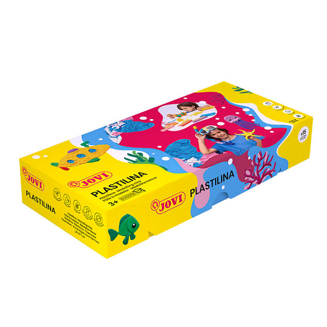 JOVI SA JOVI Plastilina Modeling Clay, Basic Colors, 15 Bars (150 g Each), Non-Drying Reusable Modeling Clay