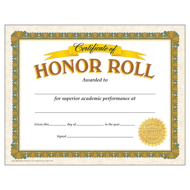 TREND ENTERPRISES INC. TREND Honor Roll Classic Certificates, 30 ct
