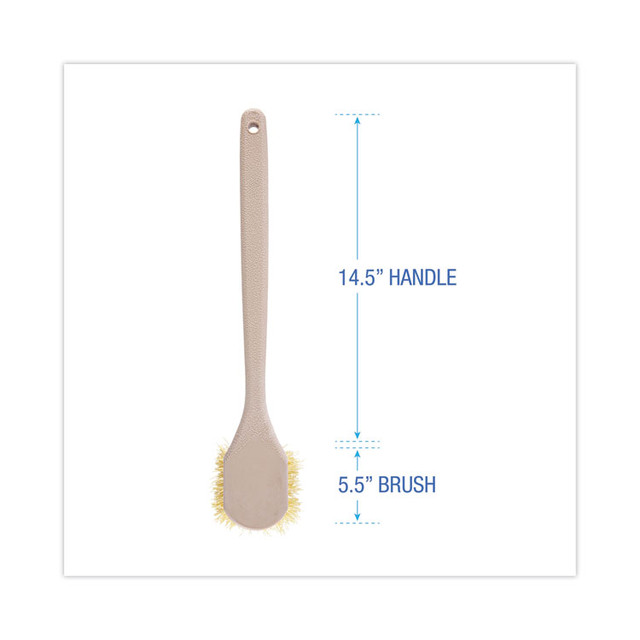 BOARDWALK 4320 Utility Brush, Cream Polypropylene Bristles, 5.5" Brush, 14.5" Tan Plastic Handle