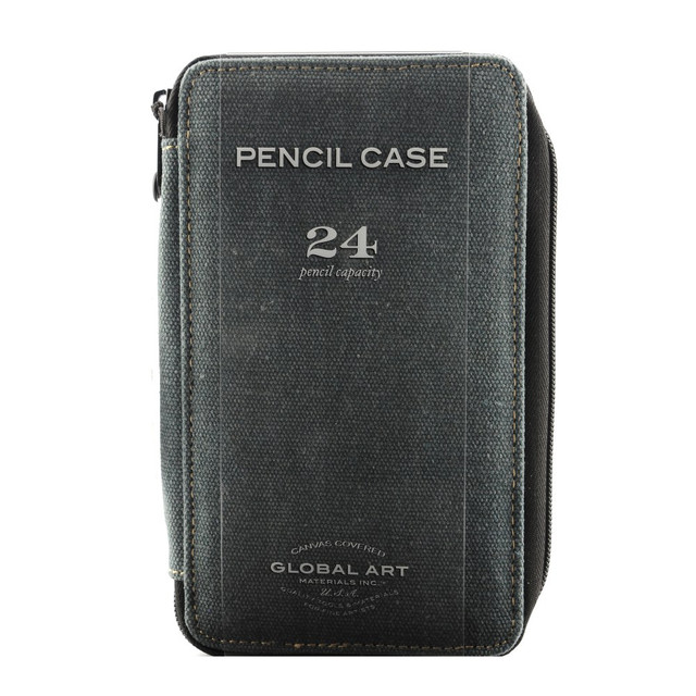 Keep your pencils neatly stored with this canvas pencil case. Artists often need a wide array of tools in order to recreate the idea they have in their mind, and this pencil case allows you to house them securely during travel.  Handcrafted with finely woven 16-oz canvas for a striking look.  Zips shut for secure closure with a zipper snap to secure the zipper to prevent the case from opening in transit.  This pencil case in steel blue is as stylish as it is functional.