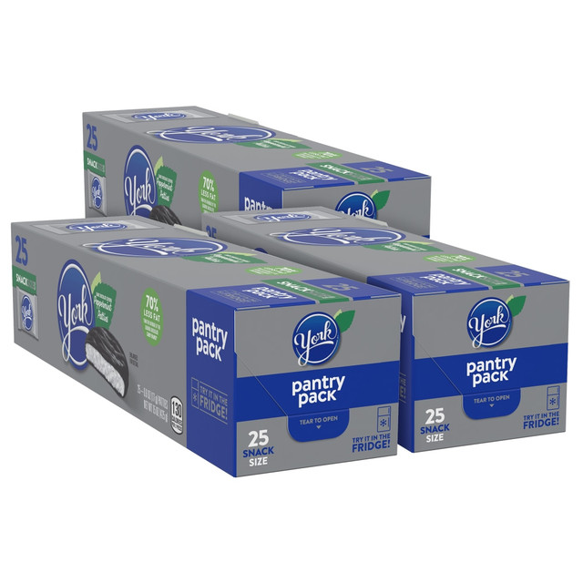Enjoy a minty treat with York Snack Size Pantry Packs. These individually wrapped candies are ideal for sharing at home or in the office.  Made with dark chocolate and peppermint.  Store in the pantry or fridge.  Kosher and gluten-free.  Individually wrapped.