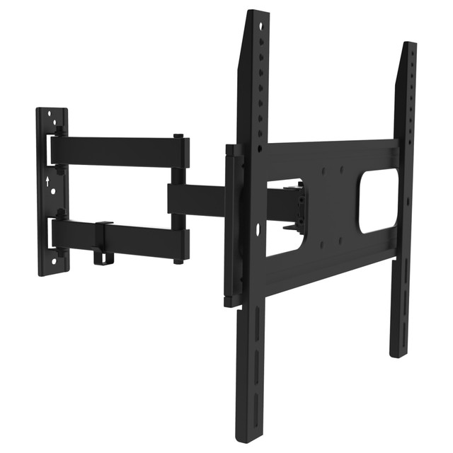 Secure your TV to the wall using the MegaMounts Full-Motion Mount. This bracket makes it easy to mount your TV and adjust it as needed afterward.  Compatible with most LCD, LED and plasma TVs from 32in to 75in.  Supports up to 110 lb.  Tilts 20 deg. to help you achieve the ideal viewing angle.  180 deg. swivel makes it easy to adjust your screens position.  Meets 600 mm x 400 mm VESA standards.  Distance from the wall measures 70 to 470 mm.  Includes mounting hardware and instruction manual.  Backed by the manufacturers 90-day limited warranty.