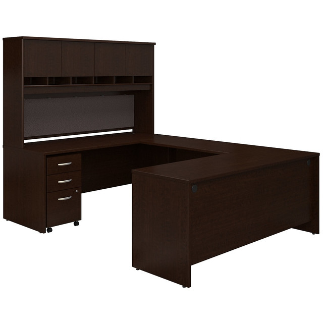 Choose this Series C U Shaped Desk for professional looks and quality with convenient features to help you through the workday. The clean lines, Brushed Nickel hardware and extended modesty panels of Series C make a lasting impression, while thermally fused laminate surfaces and a heavy-duty construction ensure lasting durability.  Bundle includes: 72inW x 30inD Desk, 72inW x 24inD Desk Credenza, 48inW Return, 72inW 4 Door Hutch, 3 Drawer Mobile File Cabinet  Thermally fused laminate work surfaces, rugged edge banding and sturdy end panels fend off scratches and damage  Wraparound U Shaped Desk design provides all the workspace you require to spread out and multitask  4 Door Hutch has fully finished back panel and 6 open cubby shelves  tackboard sold separately  Mobile File Cabinet locks for your security, and contains 2 box drawers for office supplies with a full-extension file drawer for letter, legal and A4 documents  Series C complements your office with clean lines, extended modesty panels, Brushed Nickel hardware and 7 finish options  Backed by the manufacturers 10-year limited warranty  Standard Delivery Service. Furniture is delivered unassembled.  Tested to meet ANSI/BIFMA Performance Standards - Manufacturer testing has been conducted on this product to meet specific performance requirements and safety standards set forth by the American National Standards Institute (ANSI) and the Business and Institutional Furniture Manufacturers.  This product is heavy and/or oversized and may need more than one person to handle.