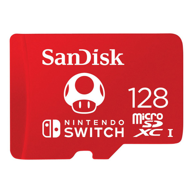 Nintendo licensed memory card for Nintendo Switch With the SanDisk microSDXC memory card for Nintendo Switch, you"re able to keep your favorite digital games in one place so you"re ready for game time anytime.  The SanDisk microSDXC card for the Nintendo Switch game system is designed to provide dependable storage as you conquer new levels.  Add up to 512GB* of storage to your Nintendo Switch system in a matter of seconds, and rest easy knowing you have room for your favorite games.  Transfer rates up to 100MB/s, the SanDisk microSDXC card for Nintendo Switch delivers consistent high performance so you can load games fast.  Backed by the manufacturers limited lifetime warranty.