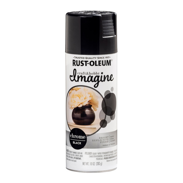 Make your arts and crafts projects stand out with help from Rust-Oleum Imagine Craft and Hobby Glitter Chrome Spray Paint. This oil-based paint offers a shimmery, multi-dimensional look to add texture and style to your works.  Offers a shimmery finish on wood, metal, wicker, craft foam, paper, plastic, ceramic, glass and more.  Oil-based formula provides a multi-dimensional effect.  Can be applied over a base coat or primer of a similar color for great coverage.  Dries to the touch in 20 minutes and can be recoated at any time.