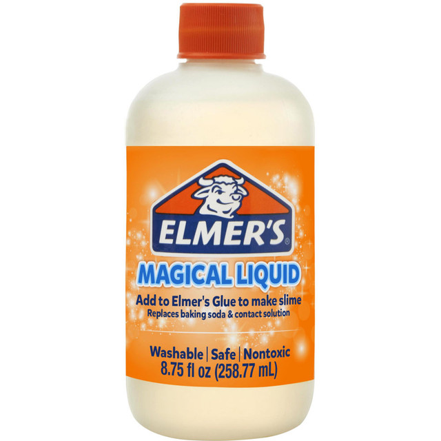 Take your everyday, run-of-the-mill Elmers Glue and transform it into fun, goopy slime with this magical liquid. The all-in-one activating solution works quickly and remains washable, so you can easily clean up any spills.  Combine with most Elmers Glue (sold separately) varieties to transform it into fun, goopy slime.  All-in-one activating solution for ease of use.  Washable formula offers simple cleanup.  Updated slime activator solution makes twice as much slime versus prior formula  All-in-one formula replaces contact lens solution and baking soda  Simply add to most Elmer"s glue to make perfectly gooey slime  Washable, safe, and nontoxic formula  8.75 fl oz bottle for multiple batches of slime