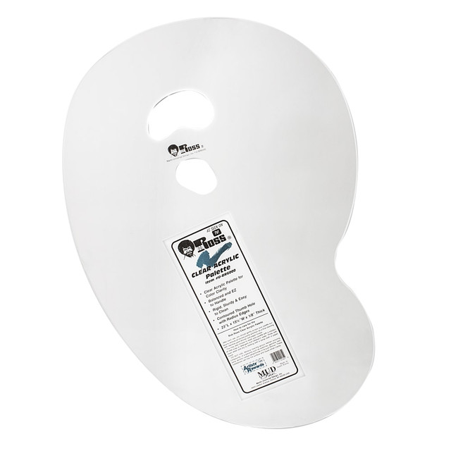 Sturdy, easy-to-use palette designed by Bob Ross  Non-porous material minimizes oil absorption from paint and is easy to clean.  A contoured thumb hold with radius edges provides comfortable use.  Balanced design allows simple handling and helps prevent spills.  Rigid, durable design for everyday use.