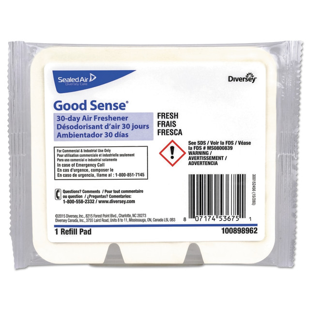 Eliminate harsh odors continuously with this wall-mounted, solid-formula air freshener. Freshen your rooms with pleasant aromas for up to 30 days without batteries or maintenance required.  Solid freshener offers automatic release without the need for batteries or maintenance until a refill is needed.  Wall-mounted dispenser continuously freshens room for up to 30 days.  Leaves a pleasant, fresh aroma after neutralizing harsh odors.