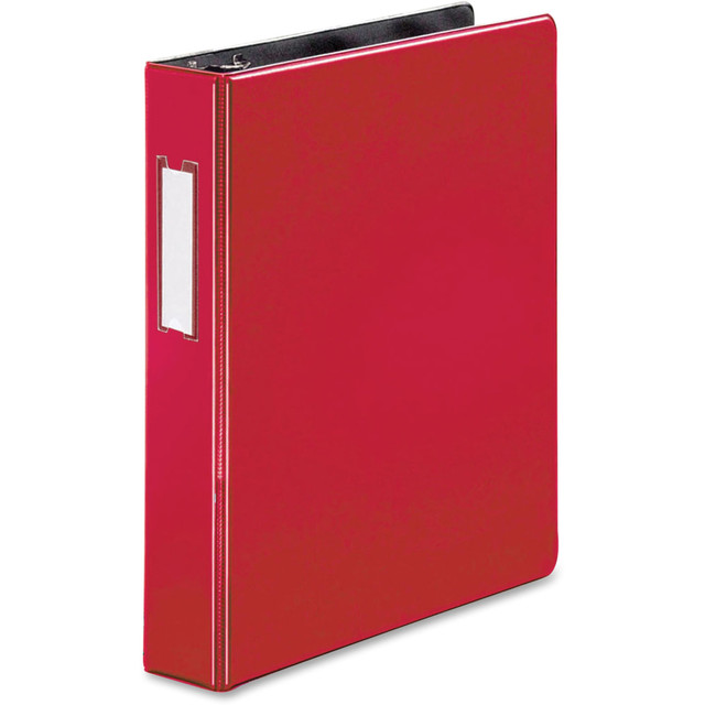 Binder features slanted D-rings to hold more sheets and allow lay-flat visibility. Transparent label holder on the spine lets you quickly find the binder you need. Interior pockets conveniently keep your loose files and papers easily accessible. 1-1/2in back-mounted rings hold up to 375 sheets of paper. Binder is perfect for large projects, training manuals, reports, presentations and more.    Utility pocket inside front cover and double opening/closing boosters  Label holder on spine for easy identification  Slant D-Ring designed for maximum capacity - holds up to 25% more paper than same-size round rings  No-gap rings are back-mounted so pages lie flat; stay tightly closed without gaps