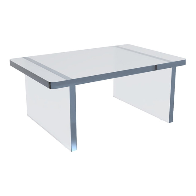 Raise your monitor to a comfortable eye level with an Azar Displays monitor riser display. When you are conducting research, sending an email to a colleague or watching videos during your lunch break, your neck will thank you. The tall shelf also creates additional desktop space underneath your monitor thats ideal for paperwork and small office necessities.  Acrylic construction.  Storage space underneath the stand.  Compatible with most monitors up to 85in.  Weight capacity tested to support 85 lb.  Save time - no assembly required.