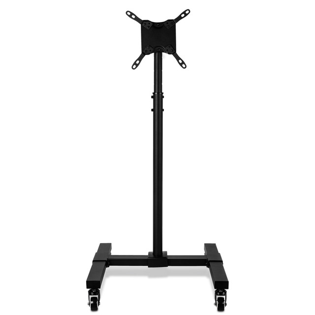 Presentations, video conferencing and films are quick and simple to prepare with a Mount-It Height-Adjustable Mobile TV Stand on your side. The height-adjustable pole can be moved between 36in and 54in, so everyone in the room can see the screen, and the 30 deg. tilt adjustment can help to reduce glare. Lock casters into place to help prevent your display from moving during your presentation.  Suggested Screen Size: 13in-42in  VESA Patterns: 75x75  100x100  200x100  200x200  Features 4 swiveling wheels with 2 locking castors  44 LBS Weight Capacity
