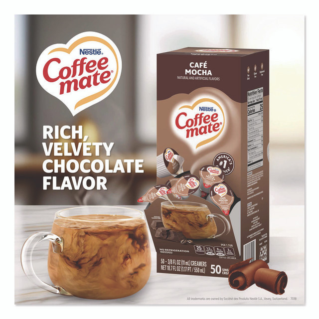 NESTLE Coffee mate® 35115 Liquid Coffee Creamer, Cafe Mocha, 0.38 oz Mini Cups, 50/Box