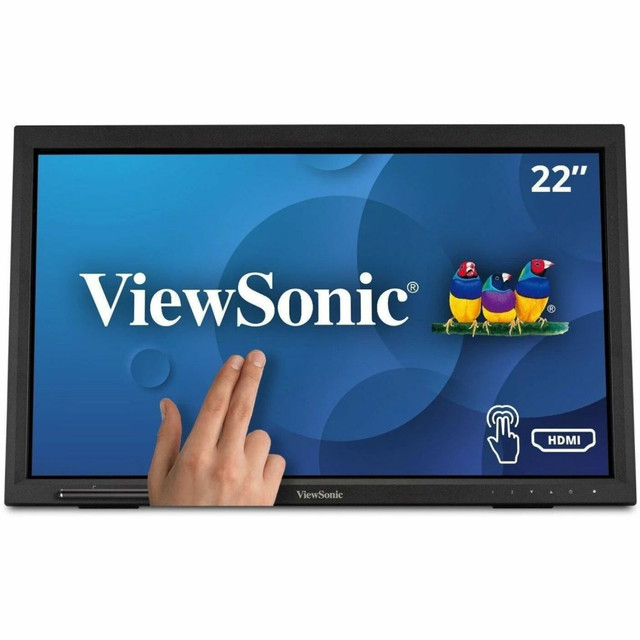 The ViewSonic TD2223 is a 22in IR touch display designed for intuitive multi-touch use. Infrared (IR) touchscreen can detect up to 10 points of contact compared to optical touchscreens and can be operated by a stylus, fingers and gloved hands. The multi-touch input is more accurate, and the display is faster. Coupled with an adjustable tilt, you can easily interact with the TD2223 at an ideal position. This monitor features Full HD resolution to give you clear images and is built with scratch-resistant 7H hardness screen to surface damage. To support your work, the TD2223 is equipped with VGA, HDMI, DVI and USB connectivity.  Not available for iPhone and iPadMULTI-TOUCH FOR MAC: MacOS users can access touch and gesture controls on touch displays connected to their Apple devices using ViewSonics vTouch driver.ADVANCED TOUCH SCREEN: Robust 10-point (infrared) IR touch technology feature for a natural touchscreen experienceDURABLE VERSATILITY: Freestanding tablet design with muted black finish, stable adjustable stand, and 7H scratch resistant surfaceENHANCED VIEWING COMFORT: Enjoy less eye strain and fatigue with flicker-free technology and a built-in blue light filterFLEXIBLE CONNECTIVITY: The TD2223 supports laptops, PCs, Macs and POS Systems with USB, HDMI, DVI-D and VGA inputsVERSATILE TOUCH MONITOR: 22 Inch Full HD (1920x1080p) LED touch monitor with 75Hz refresh rate
