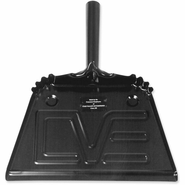 Dustpan has a dirt-retaining ridge parallel to the front edge and can be hung on the wall  Black  Dimensions: 4in handle, 7in deep  Ideal for collecting plenty of debris