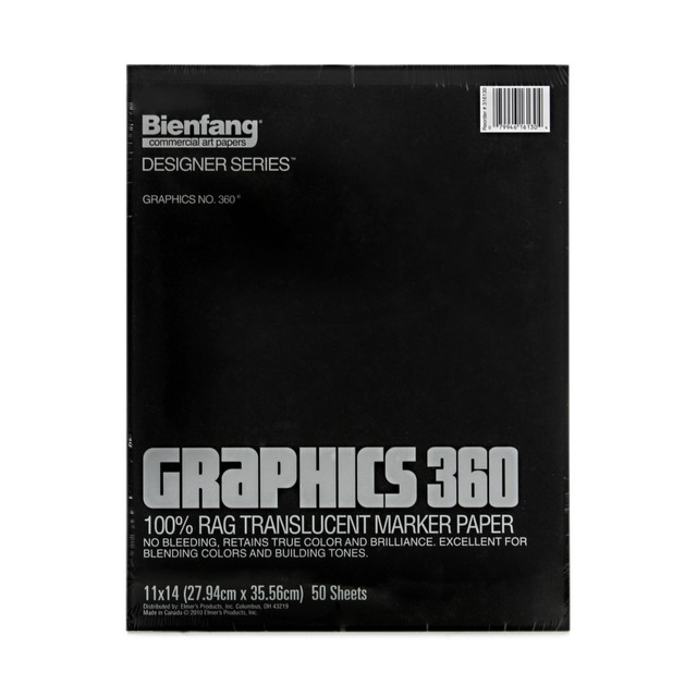 Create artwork with smooth, flowing colors or sharp edges  Great for building colors and blending tones. Paper retains your instruments true color value and brilliance.  Compatible with pen and ink charcoal, and light washes. Bleed-resistant pages accept heavy felt-nib markers without marking up the next sheet.  Made of 100% rag fibers with a translucent surface.  Pages are tape bound for durability.