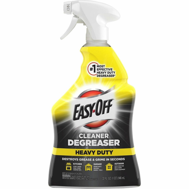 Destroy grease and grime within seconds using Easy-Off Heavy-Duty Cleaner/Degreaser. Give kitchen staff and cleaning crews an effective heavy-duty degreaser that removes baked-on greasy soil. Formula works on various surfaces, including stainless steel, chrome, concrete, polished  marble, glass, ceramic and ABS polypropylene.  Heavy-duty to minimize required effort  Great for your kitchen, garage and even outdoors  Use to tackle countertops, ovens, tools, patio furniture and more  Destroys grease and grime in seconds