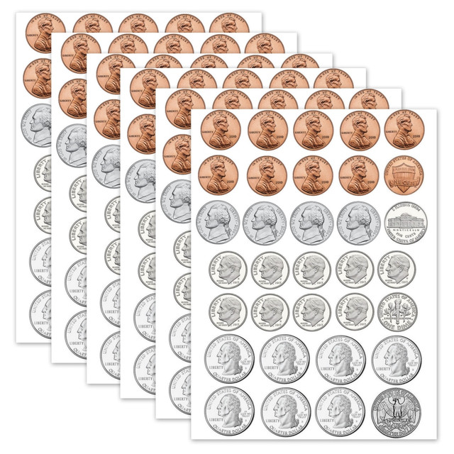 Use the Ashley Math Die-Cut Money Magnets for basic money counting, sorting, grouping and more. These die-cut magnets are shaped like authentic U.S. currency and have a write-on/wipe-off surface.  Die-cut magnetic U.S. currency features a real look.  Write-on/wipe-off surface works with dry-erase markers or chalk pens.  Sticks to any magnetic surface, including whiteboards.  Pieces punch out from an 8-1/2in x 11in magnetic sheet.  Each pack contains 33 pieces that include pennies, nickels, dimes and quarters.