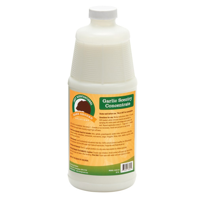 Protect your home and garden with Just Scentsational Garlic Scentry Concentrate. The powerful formula repels insects and small pests.  Designed to fight insects and repel unwanted yard and garden pests.  Use around the home or in the garden.  Mix 4 oz of concentrate to 1 gallon of water.