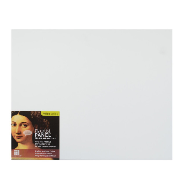 Medium texture panel with the strength to support heavy paint applications  Sturdy, rigid painting suppor that will not bend or flex  Acid-free, moisture-resistant material with a primed textured suraface that feels like canvas  Accepts virtually all handmade and commercial gesso grounds for wide-ranging use  Great for a variety of media, such as acrylics, gouache, airbrush, casein, egg tempura, collage and photo-transfer  Made from high-quality, medium-density fiberboard without formaldehyde or harmful VOCs in other MDF boards  3/8in profile with a built-in keyhole hanger for fast and easy display  Sold as a Pack of 2 panels  This product is heavy and/or oversized and may need more than one person to handle.