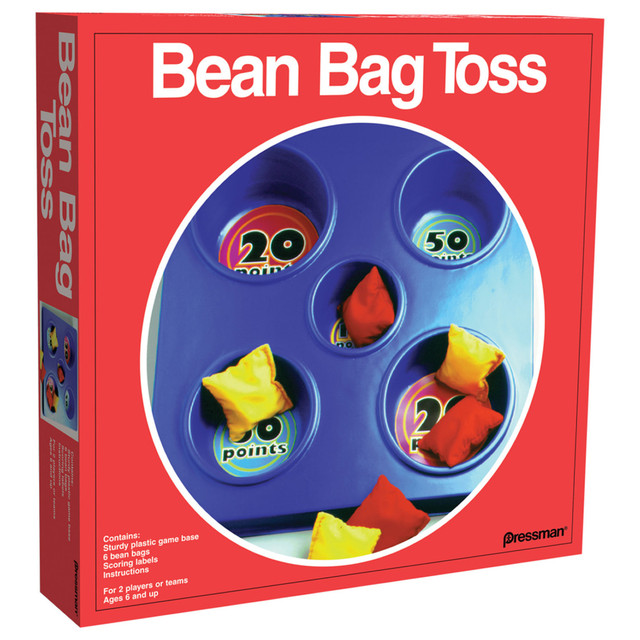 Set up the Pressman Bean Bag Toss Games and enjoy some fun during your get-together. These games each offer 5 wells of different sizes and come with 3 bean bags in 2 different colors for team play.  Plastic construction offers durability.  2 larger wells, 2 medium wells and a tiny well worth different amounts of points.  Each game includes 3 red and 3 yellow bean bags.