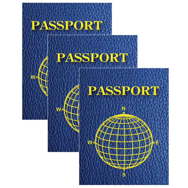 Encourage your students to reach their goals and travel through lessons with you using Ashley Productions Blank Passport Notebooks. Designed to look like a passport, each booklet is blank inside for individual customization.  Ideal for classroom memories, personal accomplishments and other purposes.  Use with stamps, crayons, markers, pencils and other art supplies.  Covered in glossy, lightweight cardstock.  Stapled binding keeps the booklet together.  Each booklet has 12 blank pages (6 sheets).