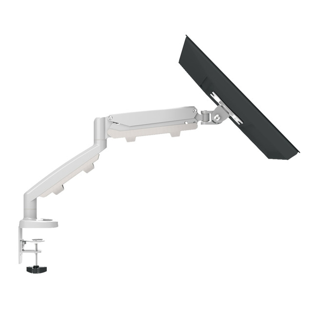 Mount your monitor with the Fellowes Eppa Adjustable Single Monitor Arm For Monitors Up To 17.6 Lb. The height can be adjusted at the touch of a finger, and the aluminum construction offers durability.  Finger-touch height adjustment.  VESA 75mm/100mm quick release.  Supports portrait and landscape orientations.  Integrated cord management.  Grommet hole makes it easy to route cables.  Clip-on tool holder attaches to the base bracket to keep hex keys accessible.  Meets BIFMA x5.5 and CSA CAN/CGSB44.227 standards.  Made of durable aluminum, steel and plastic.  Includes desk clamp and grommet mount.  Backed by the manufacturer's limited lifetime warranty.