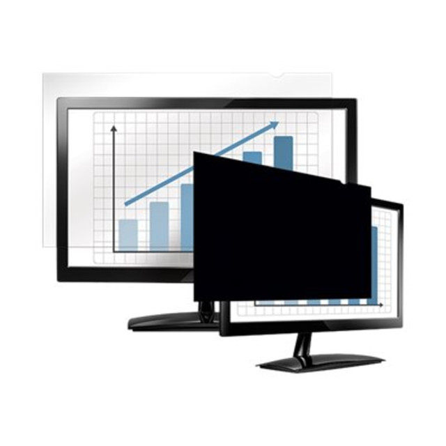 Protect your privacy or comply with information protection laws with the Fellowes PrivaScreen Blackout Privacy Filter. This filter will black out side views while protecting your screen from scratches and fingerprints. Use your touchscreen or regular monitor easily with this adaptable and protective screen.  Fits widescreen monitors measuring 27in.  Compatible with touch screen laptops and monitors.  Filter blacks out side views to protect privacy while maintaining a clear view for the user.  Protects screen from fingerprints and scratches.  Quick Reveal Tabs allow the filter to be easily placed and removed.  Reversible matte side helps to reduce glare.  Supports compliance with privacy regulations including HIPAA and TAA.  Backed by the manufacturers 1-year limited warranty.  Use with LCD monitors.