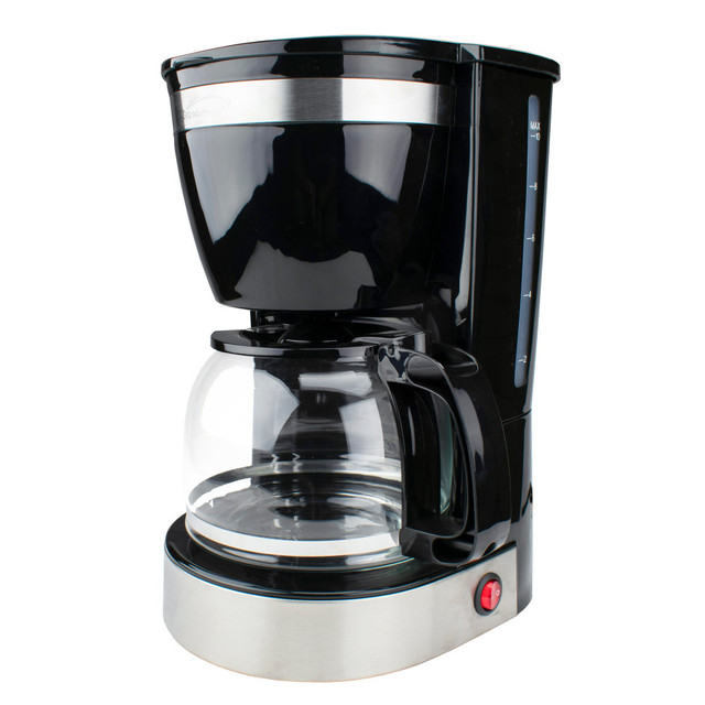 Make sure you always have fresh coffee with help from this Brentwood coffee maker. The BPA-free coffee maker features a plastic base and a glass carafe and features a Pause and Serve function to let you grab a cup during the brewing process.  10-cup coffee maker is great for large families or breakrooms.  Made of BPA-free plastic to handle everyday use.  Pause and Serve function to get a cup in a hurry.  Warming plate to keep coffee from getting cold.  Water-level window and power indicator light to keep you informed.  Glass carafe is dishwasher safe.  Comes with a coffee ground scooper and a reusable filter.  Backed by the manufacturers 1-year limited warranty.