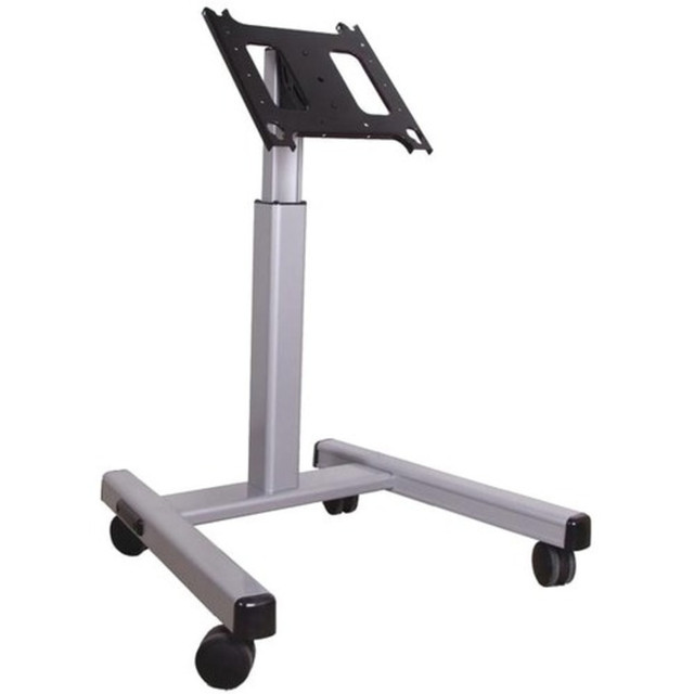 Made with durable and sturdy aluminum  Beautiful silver color enriches the appearance  Allows a maximum load of 200 lb, ensuring complete protection of your equipment  a/v equipment stand - Perfect in size to make viewing extremely comfortable. Also, supports up to 86in  Mobility feature offers a dependable security solution  A/V Equipment Stand allows quick and easy retrieval of your items with better organizing and feasible mounting