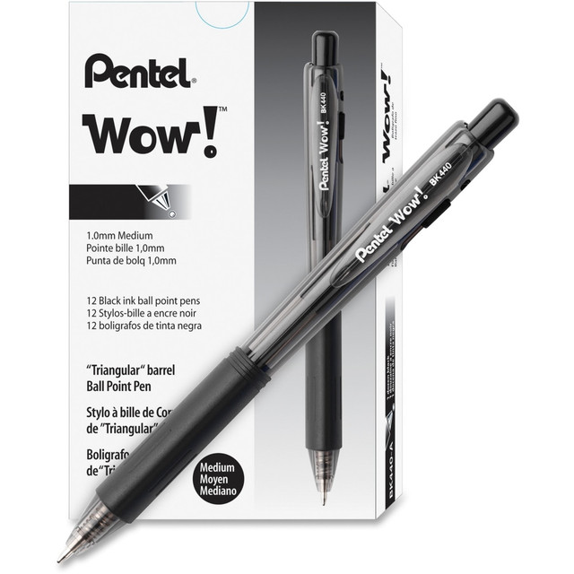 Experience smooth and effortless writing with these Pentel WOW! Retractable Ballpoint Pens Crafted with a medium pen point, these pens provide precise and bold lines. Featuring a retractable design ensures convenience and prevents accidental marks. With a refillable feature, you can easily replenish the ink for long-lasting use. The sleek black ink flows seamlessly onto paper, making your writing legible and professional, while the transparent barrel allows you to monitor the ink level. With a pack of 36 pens, these Pentel WOW! Retractable Ballpoint Pens feature an ample supply for your writing needs.  This is a medium-pointed penTransparent barrel to monitor the black sleek ink flowRefillable ink for an economical optionFine retractable pen tipThis pack contains a total of 36 pens each  Refillable - designed to be used repeatedly, helping you avoid single-use disposables and potentially save money.