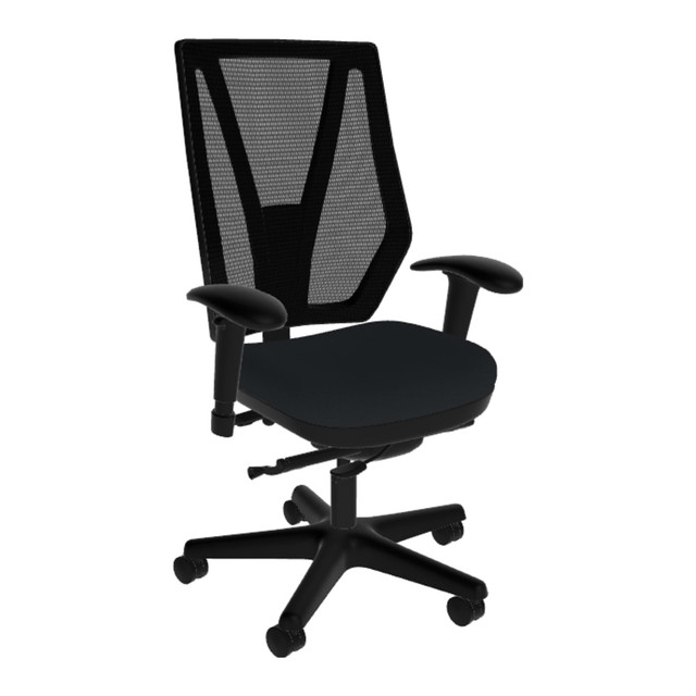 Get ready for the workday by sitting down in this high-back office chair. The adjustable chair features a 3-way mesh back and Pressure Cast cushions for a comfortable feel. The ergonomic desk chair enables lumbar support to help you manage long hours at the office.  Ergonomic design allows for comfort throughout the day.  Recommended for professional use 8-10 hours per day.  Weight capacity tested to support 400 lb.  3-way mesh back allows back height, lumbar height and lumbar profundity adjustment.  Pressure Cast cushioning.  Side tension control for synchronized rocking.  Arms are height and width adjustable.  Riveted casters.  Swiveling design.  Assembly required.  Backed by the manufacturers lifetime limited warranty.  Tested to meet ANSI/BIFMA Performance Standards - Manufacturer testing has been conducted on this product to meet specific performance requirements and safety standards set forth by the American National Standards Institute (ANSI) and the Business and Institutional Furniture Manufacturers.  Meets/Exceeds Flammability Standard TB117-2013.