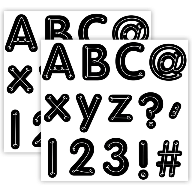 Make your projects stand out with Creative Teaching Press Designer Letters. These versatile designer letters are suitable for a variety of projects.  Made from paper.  Suitable for student school projects, graduation signs, birthday banners and other festive signs.  Measures approximately 4inh.  Each pack includes 206 pieces: upper and lowercase letters, punctuation marks, numbers, and social media symbols.  Sold as 2 packs for a total of 412 pieces.