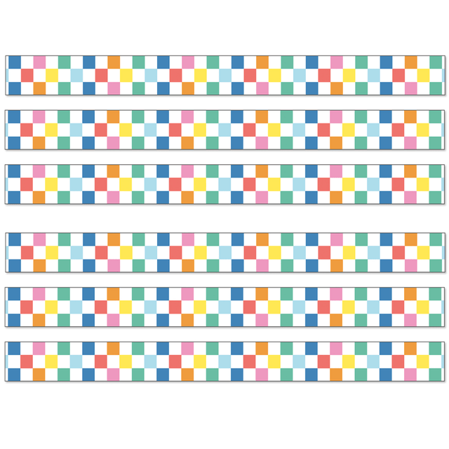 Decorate your bulletin boards and classroom walls with these Carson Dellosa Education Straight Borders. These borders can be cut and layered together so you can mix and match designs and customize the look of your classroom.  Printed on thick, flexible paper.  Easy to customize and add style to bulletin boards, desks, storage and more.  Borders can be cut and layered to add dimension or used individually.  Each pack includes a total of 36ft. Sold as 6 packs for a total of 72 strips (216").