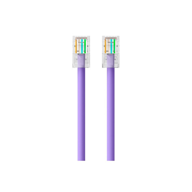 At a Glance: CAT6 Ethernet patch cable for connecting to LANs or the Internet Ideal for use with 100-1000BASE-T networks RJ45 plugs with 50-micron gold-plated connectors for clear signal 4 twisted pairs of stranded copper wires prevent crosstalk KEY FEATURES UTP stranded copper wires Durable PVC jacket RJ45 plugs with 50-micron gold-plated connectors Molded strain relief CONNECT EASILY TO A COMPUTER NETWORK Upgrade your network and enjoy clean and clear transmissions with the Belkin CAT6 Ethernet Patch Cable. This patch cable lets you connect a laptop or desktop computer to a wall outlet, modem, router or another networking device. It meets the CAT6 standard and is suitable for use with 100/1000BASE-T networks. Patch cables are also handy in home offices and hotel rooms to establish a wired Internet connection. RJ45 PLUGS WITH GOLD-PLATED CONTACTS FOR A CLEAR SIGNAL The Belkin CAT6 Ethernet Patch Cable features an RJ45 male connector on each end. Internal load bars ensure accurate plug positioning and consistent high performance, while 50-micron gold-plated connectors resist corrosion and wear and deliver a clean, clear signal. GIGABIT SPEEDS WITH CAT6 TECHNOLOGY Made with Unshielded Twisted Pair (UTP) stranded copper wires, this cable meets the CAT6 Ethernet network cable standard and can support Ethernet speeds of up to 1 gigabit per second. Unlike CAT5 technology, CAT6 cables fully use all four pairs of twisted copper wires for greater bandwidth and speed. LESS CROSSTALK WITH TWISTED PAIR WIRES The CAT6 Ethernet Patch Cable features 4 UTP 24 AWG (American Wire Gauge) stranded copper wires to reduce electromagnetic interference. Stranded cables are more pliable than solid cables, making them better suited for travel. Plus, the wires are housed in a durable PVC outer jacket for abrasion and corrosion resistance. Package Includes: CAT6 Ethernet Patch Cable.