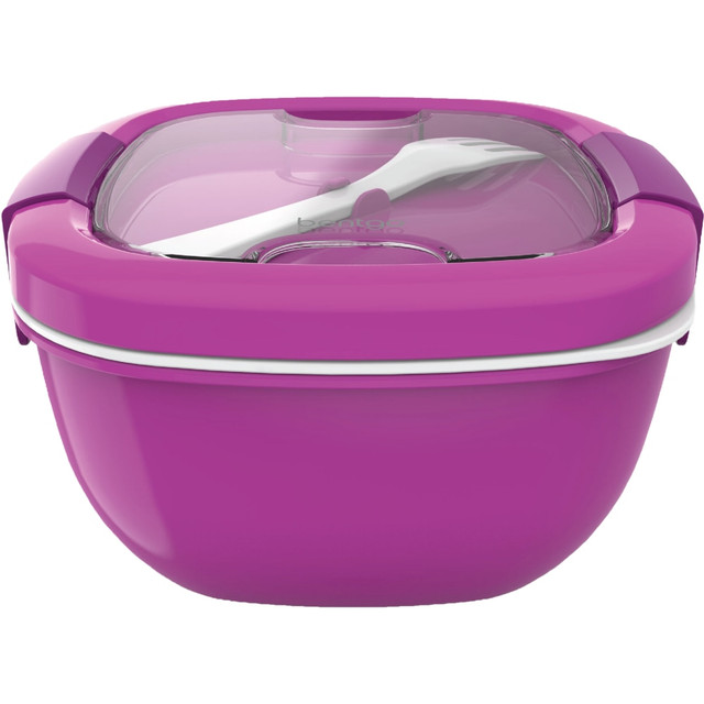 Pack perfectly portioned salads accompanied by your favorite snacks and toppings and take them to go in the Bentgo Salad Lunch Container. This multi-compartment lunch box makes it easy to enjoy healthy meals at home, school or the office.  Made with BPA-free materials.  4-compartment design keeps your greens, snacks/toppings and dressing separated until you are ready to eat.  Dressing container guards against leaks.  Top lid of the salad bowl has a rubberized ring and locking clips to seal in freshness.  Includes a 54-oz salad bowl, a 4-compartment bento-style tray, a 3-oz sauce container and a reusable fork.  Backed by the manufacturers 2-year limited warranty.