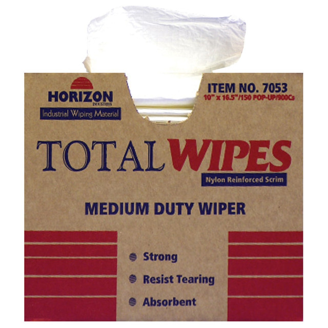 Great for glass cleaning and fleet maintenance  Wiping towels wonT tear when wet.  Packaged in an easy-to-use pop-up dispenser.  4-ply towels are interfolded and nylon reinforced.  Contains Recycled Content - See Specs for Details.