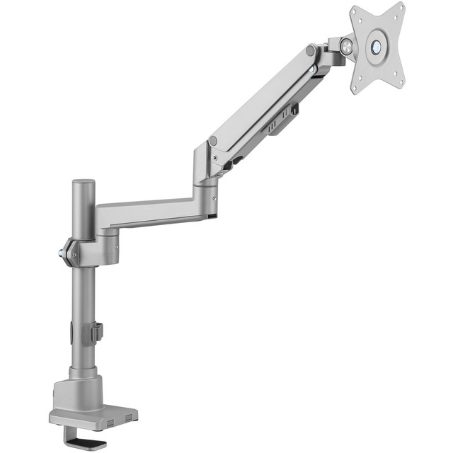 Create an ergonomic workspace with the Mount-It! Full Motion Single Monitor Desk Mount. The mount is equipped with 45 deg. tilt and 360 deg. swivel for comfortable viewing, while the gas spring arms offer easy height adjustment.  45 deg. tilt and 360 deg. swivel allow for ergonomic viewing.  Gas spring arms offer easy height adjustment.  180 deg. rotation for portrait or landscape viewing.  Integrated cable management keeps your setup organized.  VESA compatible 75x75 and 100x100.  Compatible with monitor sizes 19in, 21in, 24in, 27in, 29in, 30in and 32in.  Weight capacity tested to support 19.8 lb.  Backed by the manufacturer's limited lifetime warranty.