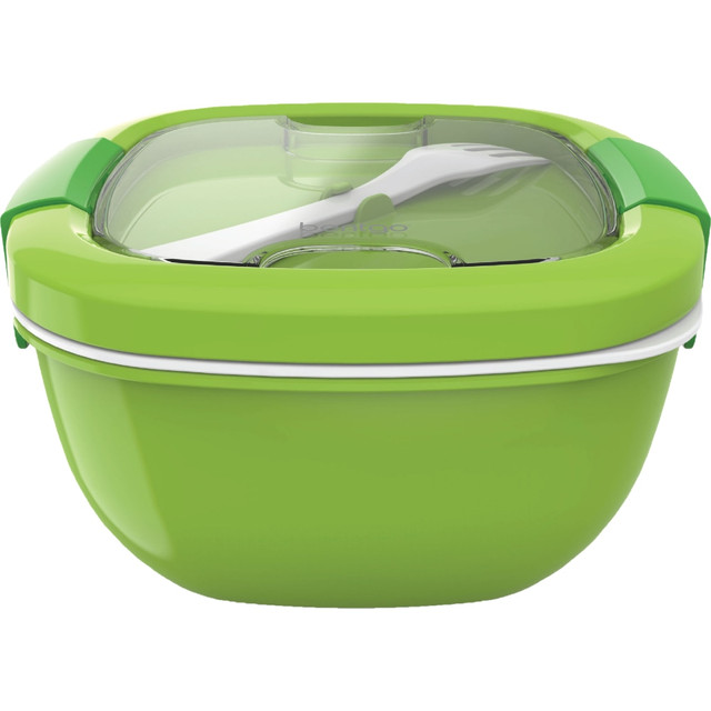 Pack perfectly portioned salads accompanied by your favorite snacks and toppings and take them to go in the Bentgo Salad Lunch Container. This multi-compartment lunch box makes it easy to enjoy healthy meals at home, school or the office.  Made with BPA-free materials.  4-compartment design keeps your greens, snacks/toppings and dressing separated until you are ready to eat.  Dressing container guards against leaks.  Top lid of the salad bowl has a rubberized ring and locking clips to seal in freshness.  Includes a 54-oz salad bowl, a 4-compartment bento-style tray, a 3-oz sauce container and a reusable fork.  Backed by the manufacturers 2-year limited warranty.