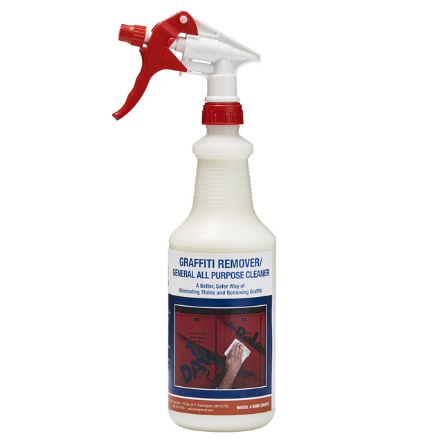 Put 1 Shot Graffiti Remover to the test. Tough on stains, yet gentle on surfaces, this all-natural stain remover helps you tackle a variety of indoor and outdoor cleaning tasks.  Ideal for most hardwood floors as well as metal, plastic, tile and wood surfaces. Also safe on most boats, automotive vehicles and RVs.  Multisurface cleaner removes calcium chloride buildup, grease, spray paint, tar, markers and pencil from most hard surfaces and mold and mildew from tiles and grout.  All-natural, non-acidic formula offers excellent vertical cling to help prevent dripping, running and re-staining.  Non-toxic, cleaner yields no harsh fumes and is non-flammable for safety.  Spray bottle allows fast, easy application.  Eco-conscious choice - has one or more meaningful eco-attributes or eco-labels.