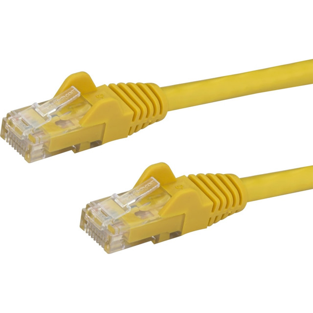 EASY INSTALLATION: 5 foot snagless patch cord for easy installation & flexible disconnection in wiring conduits; Compatible w/Cat5e & earlier standards; Molded boots available for constrained spaces  QUALITY CONSTRUCTION:  ETL & UL certified wire; 50-micron gold-plated connectors prevent rust/corrosion to avoid costly network downtime; High quality PVC  jacket resists bending or fraying damage  ETL verified  HIGH PERFORMANCE CAT6 ETHERNET CABLE: 100% copper for error-free Multi Gigabit 1/2.5/5Gbps connections; 10Gbps up to 160ft; Fluke patch cord tested to comply w/ANSI/TIA-568-2.D Category 6; ETL Verified  POE SUPPORT: 24 AWG stranded copper conductors & UL Rated Wiring (E132276-A) supports up to 100W for PoE devices like VOIP phone & security systems; IEEE 802.3bt & DTE power compliance reduces cable heating  SPECS: Length: 5ft (1.5m) | Color: Yellow | 650 MHz Rated | Structure: 4 Pair UTP | RJ45 | Jacket: PVC | Wire Gauge: 24 AWG Copper | Wiring: ANSI/T568B | ETL Verified | Warranty: Lifetime  High-quality 24 AWG copper wire
