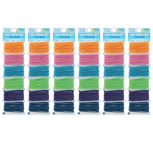 Create dynamic jewelry or crafts with Clubhouse Crafts Thick Sparkle Elastic Cord. Durable rubber stretches for stringing beads and creating projects.  Made from sparkly rubber for stretching.  Ideal for stringing beads or adding to tags.