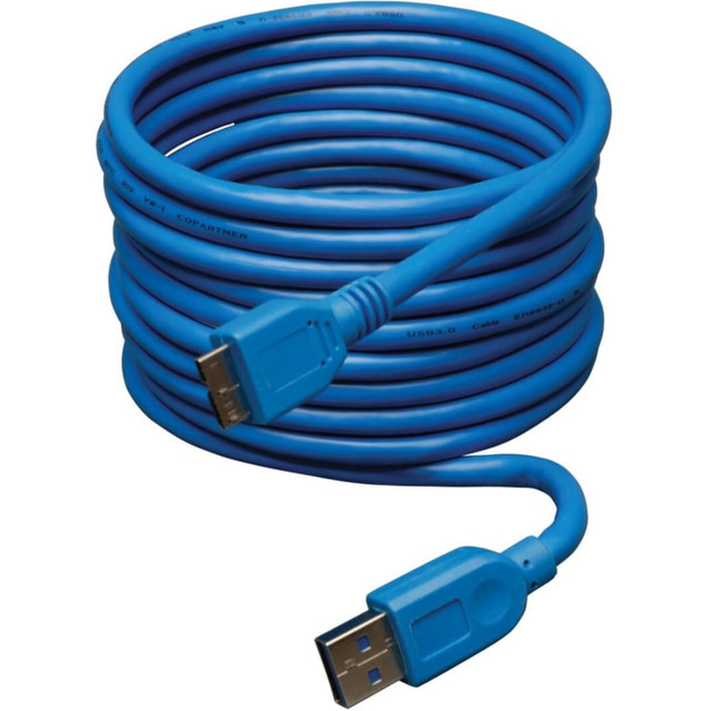 Tripp Lites 3.05 m (10-ft.), USB-A to Micro-B SuperSpeed USB 3.0 cable brings significant performance enhancements to the ubiquitous USB standard, while remaining compatible with the billions of USB enabled devices currently deployed in the market. SuperSpeed USB will deliver 10x the data transfer rate of Hi-Speed USB, up to 5Gbps, as well as improved power efficiency. USB 3.0 utilizes a bi-directional data interface rather than USB 2.0s half-duplex arrangement, where data can only flow in one direction at a time, giving a ten-fold increase in theoretical bandwidth.   10 times faster than USB 2.0, with transfer rates up to 5 Gbps  10ft SuperSpeed USB 3.0 A to Micro-B Cable